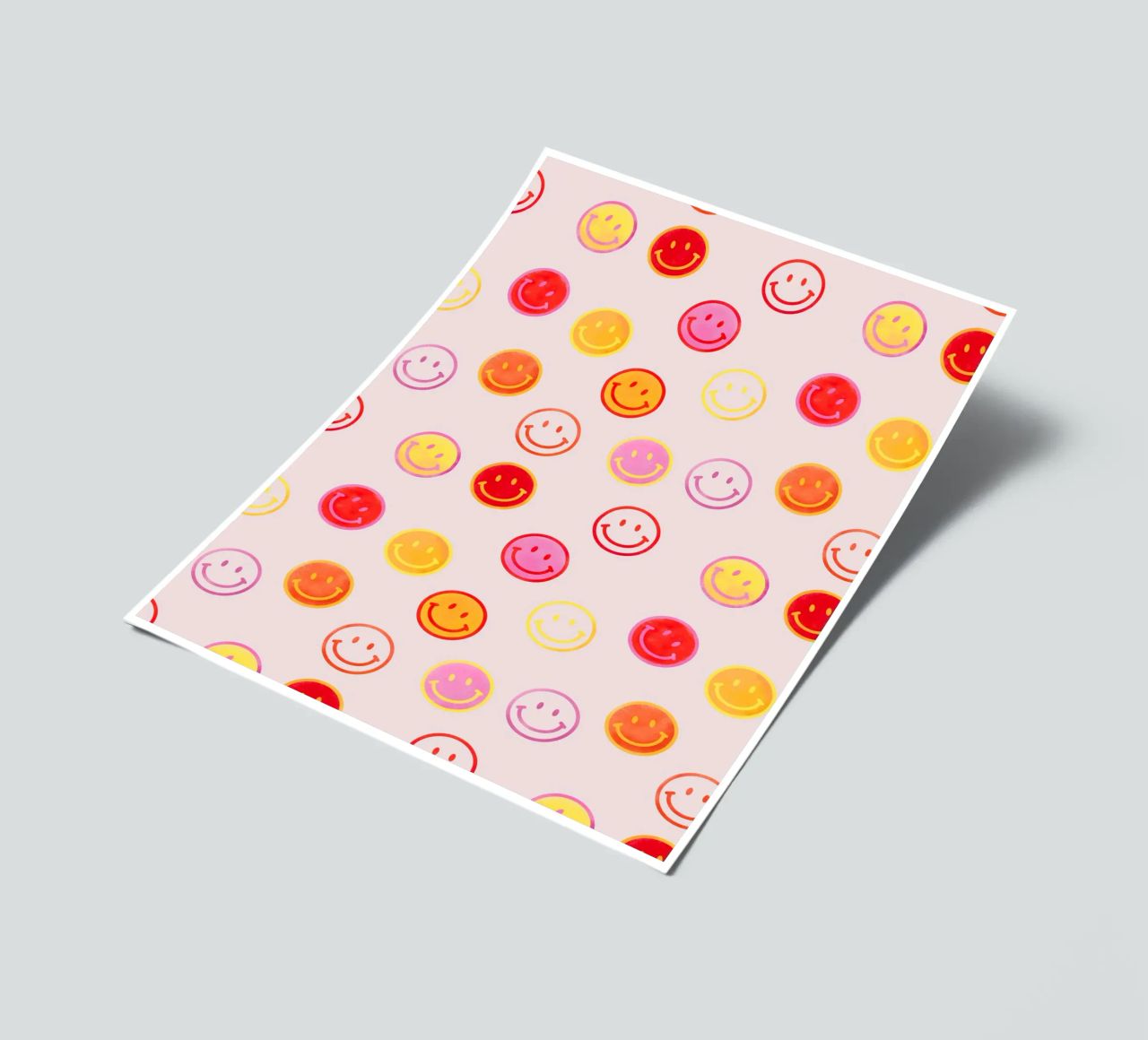 Smiling face colorful pattern in pink foglio adesivo da showmemars