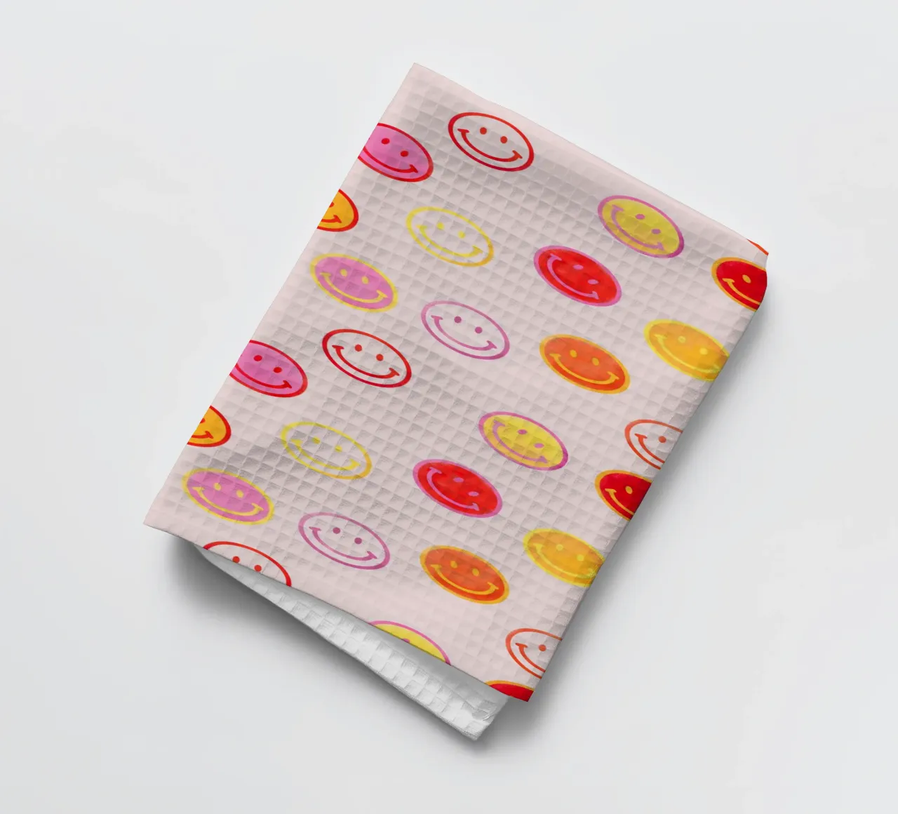 Smiling face colorful pattern in pink torchon de showmemars