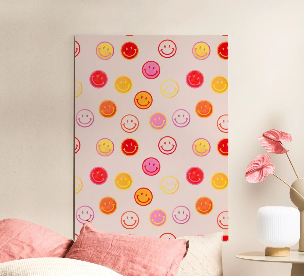 Smiling face colorful pattern in pink carta hahnemühle da showmemars