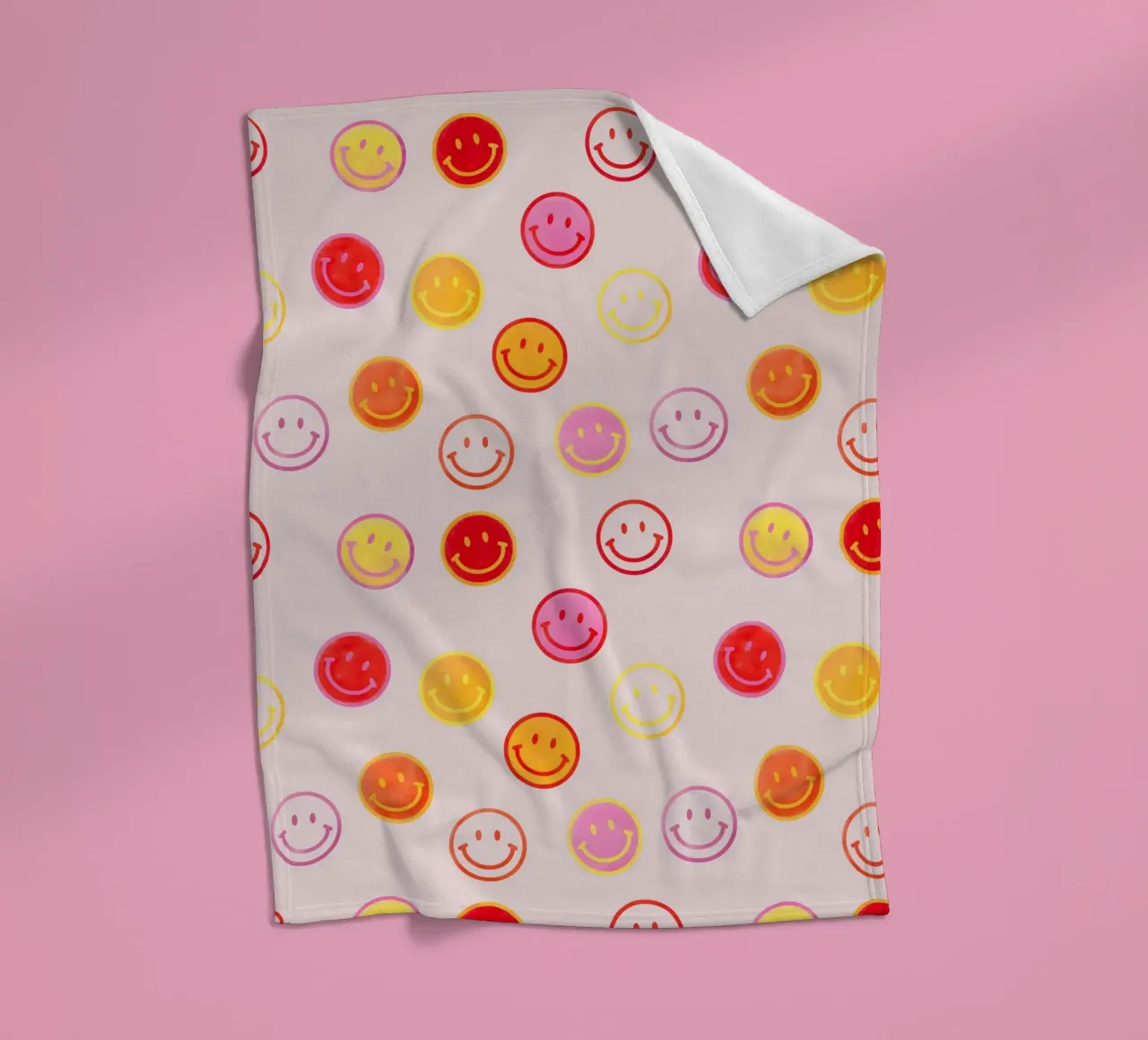Smiling face colorful pattern in pink coperta in pile da showmemars