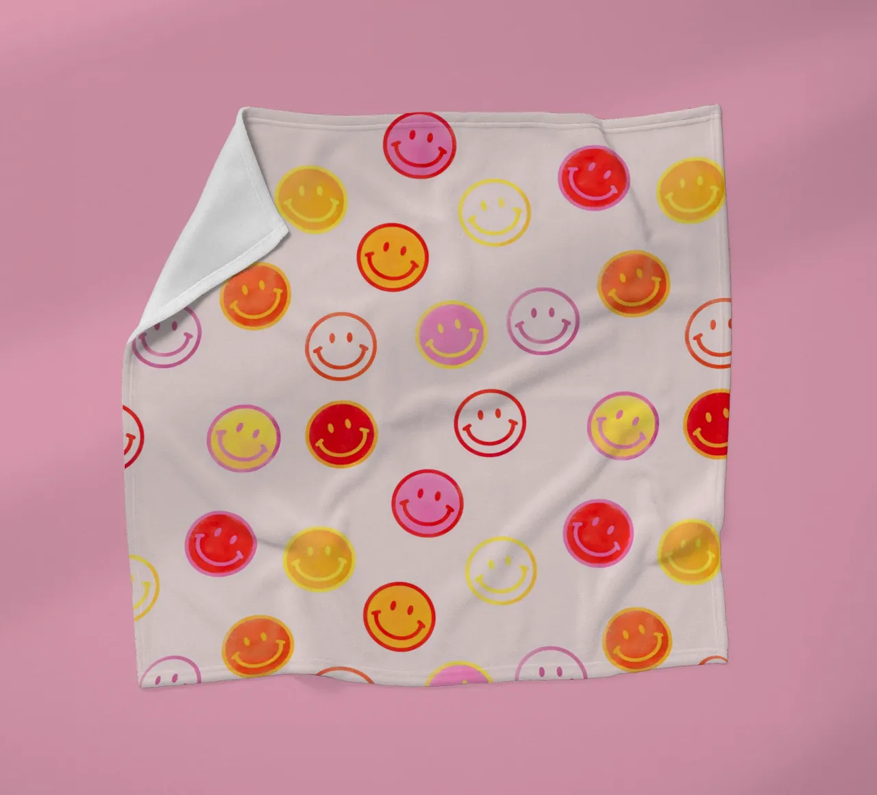 Smiling face colorful pattern in pink coperta in pile da showmemars