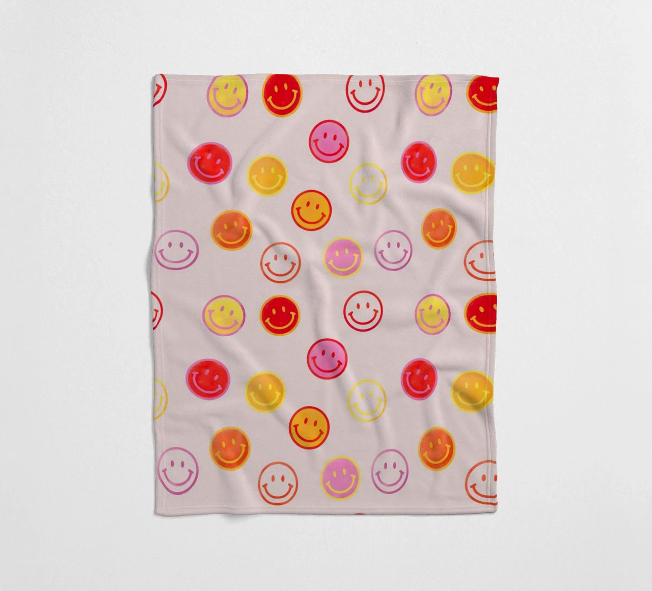 Smiling face colorful pattern in pink coperta in pile da showmemars