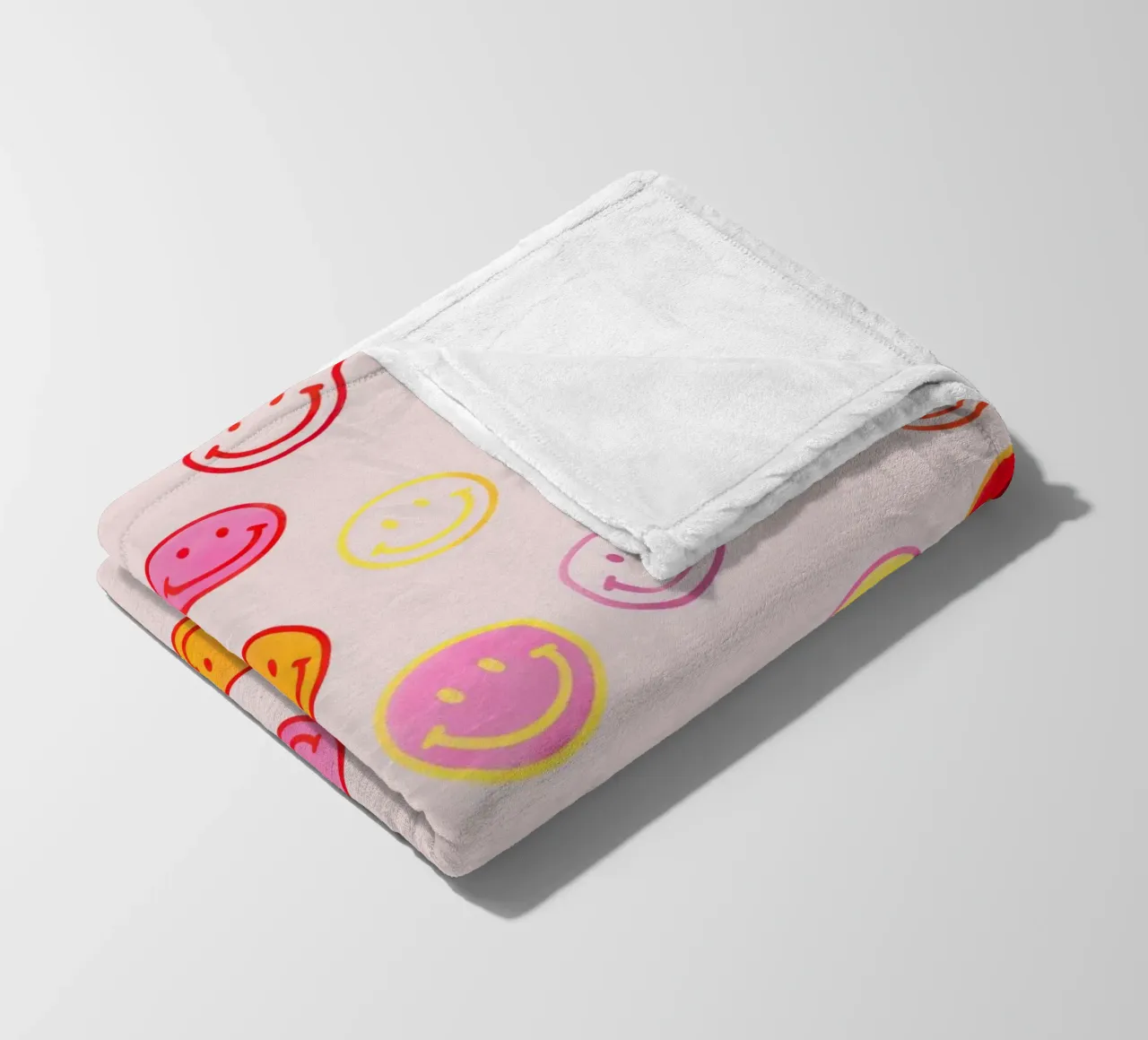 Smiling face colorful pattern in pink coperta in pile da showmemars