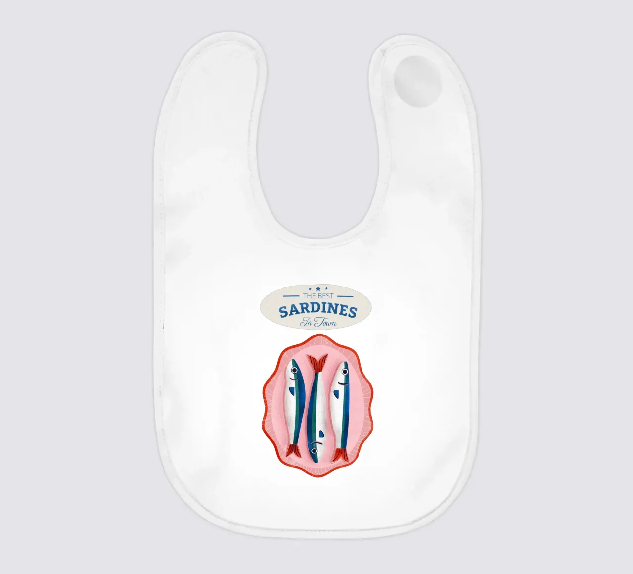 Retro Sardines – Hand-Drawn Seafood Art bavaglino da showmemars