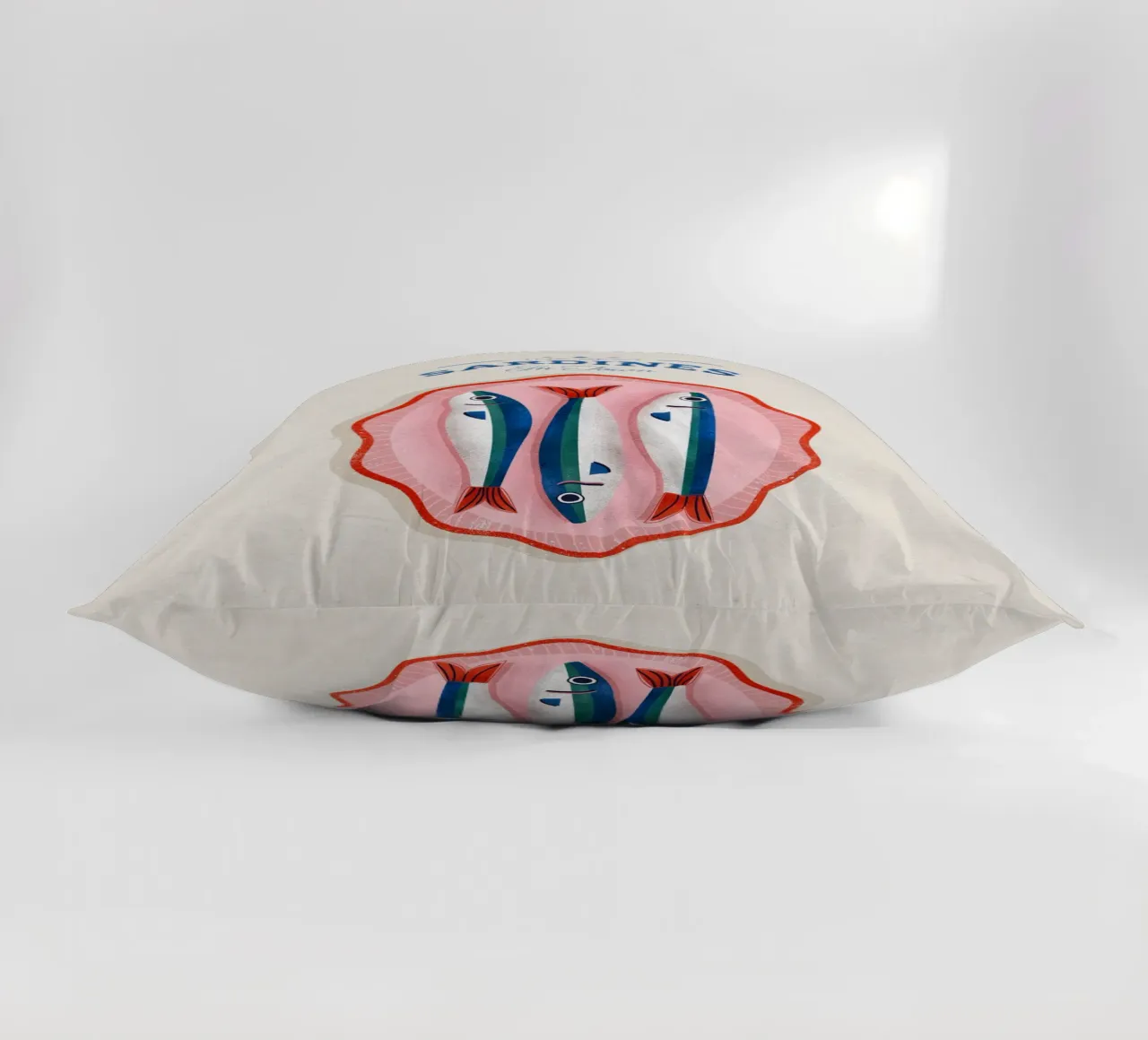 Retro Sardines – Hand-Drawn Seafood Art cuscino da showmemars