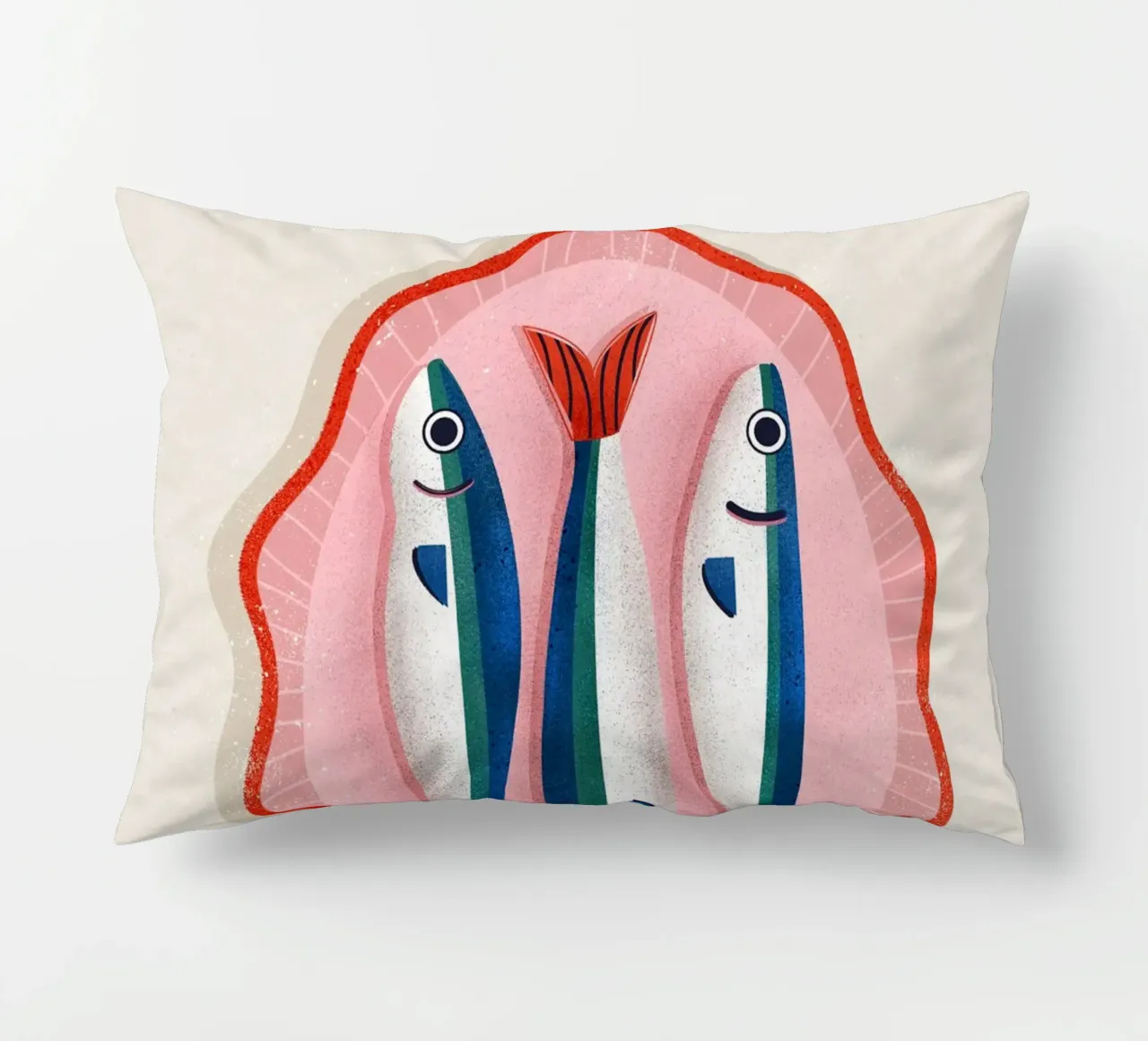 Retro Sardines – Hand-Drawn Seafood Art cuscino da showmemars