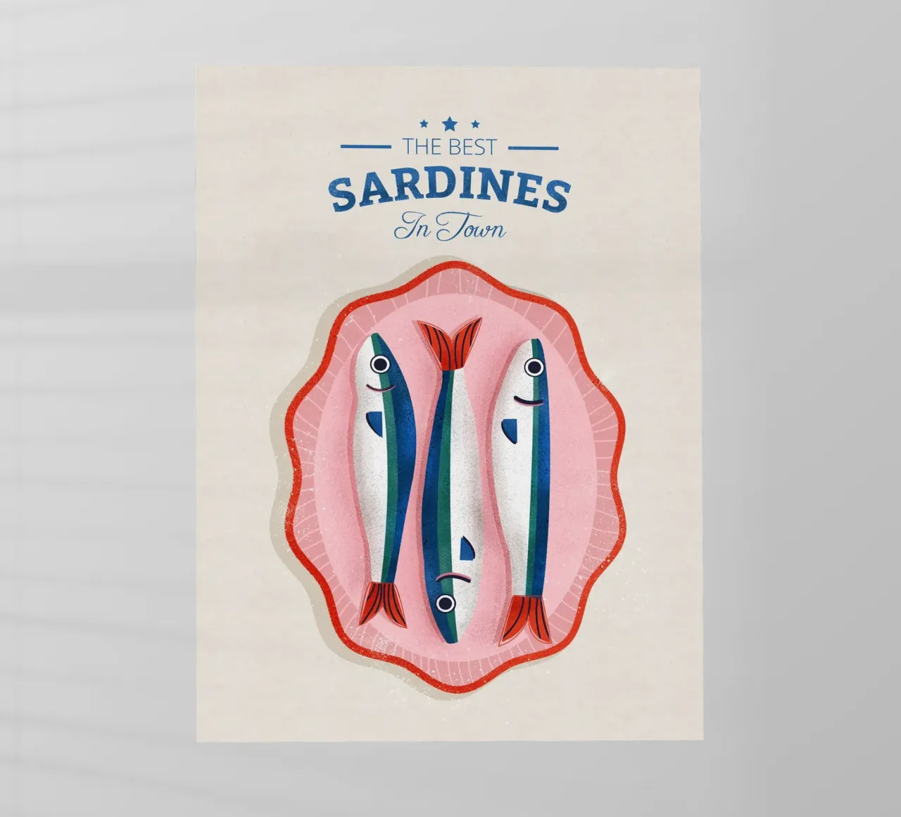 Retro Sardines – Hand-Drawn Seafood Art pellicola backlit da showmemars