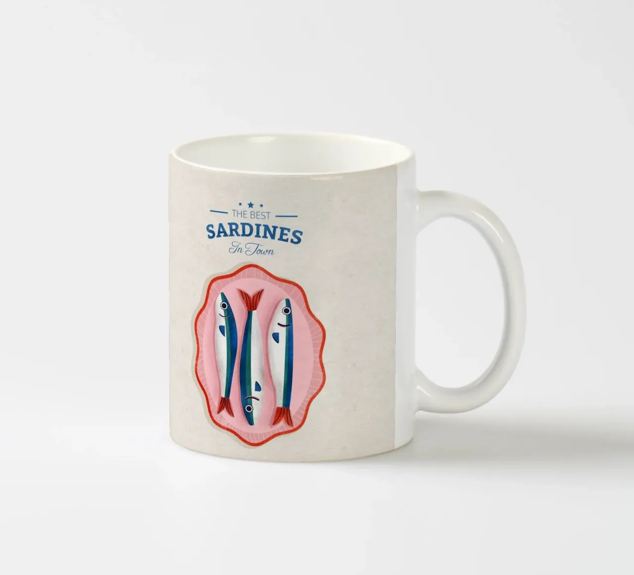 Retro Sardines – Hand-Drawn Seafood Art tazza in ceramica da showmemars