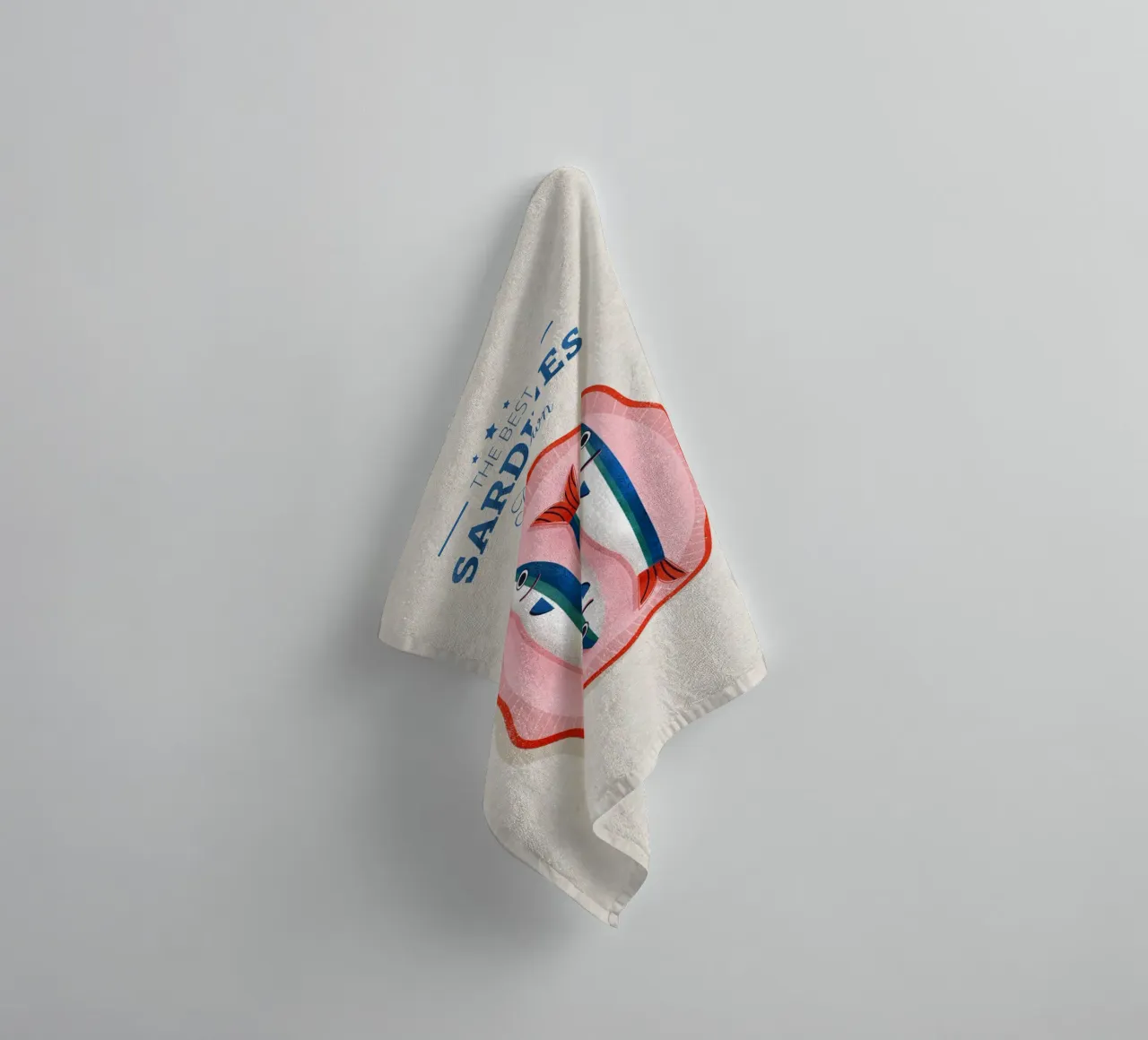 Retro Sardines – Hand-Drawn Seafood Art asciugamano da bagno da showmemars