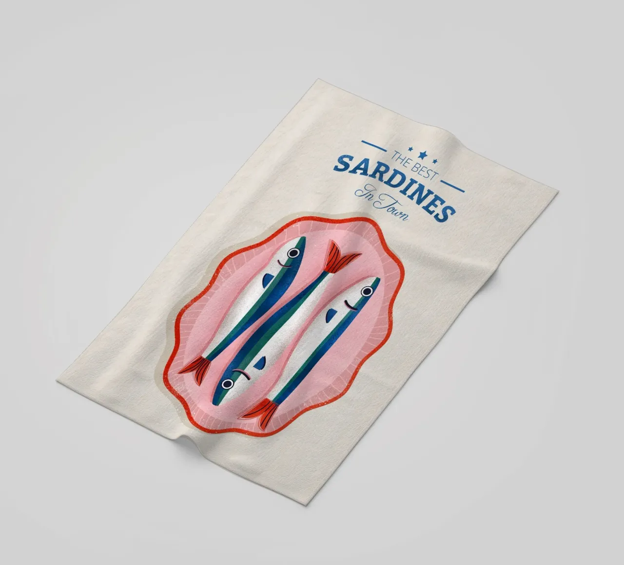Retro Sardines – Hand-Drawn Seafood Art telo mare da showmemars