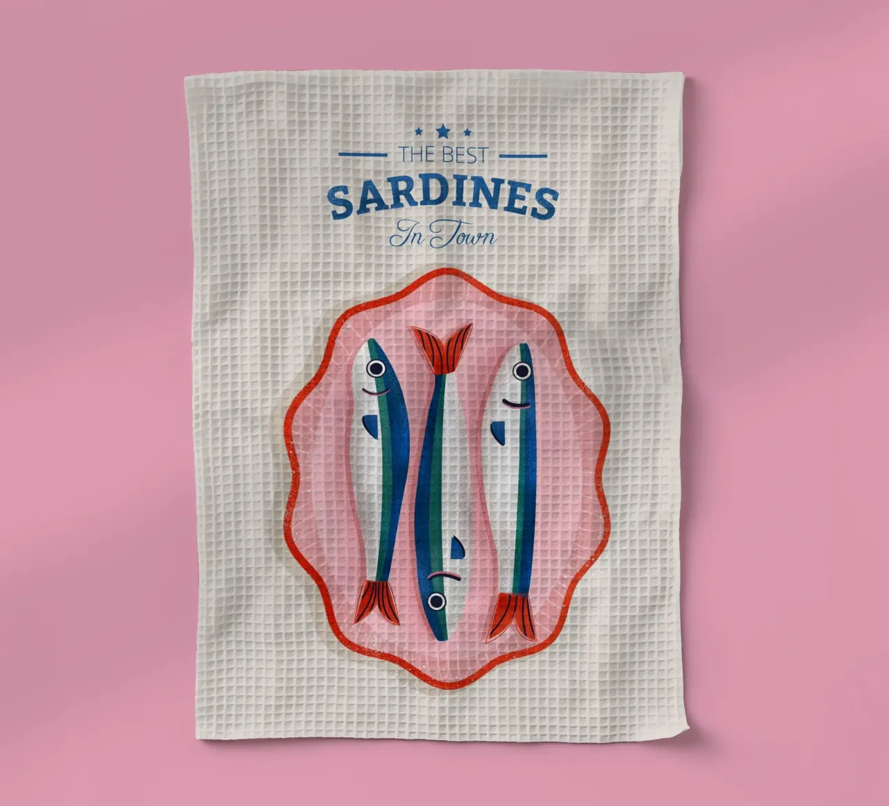 Retro Sardines – Hand-Drawn Seafood Art canovaccio da cucina da showmemars