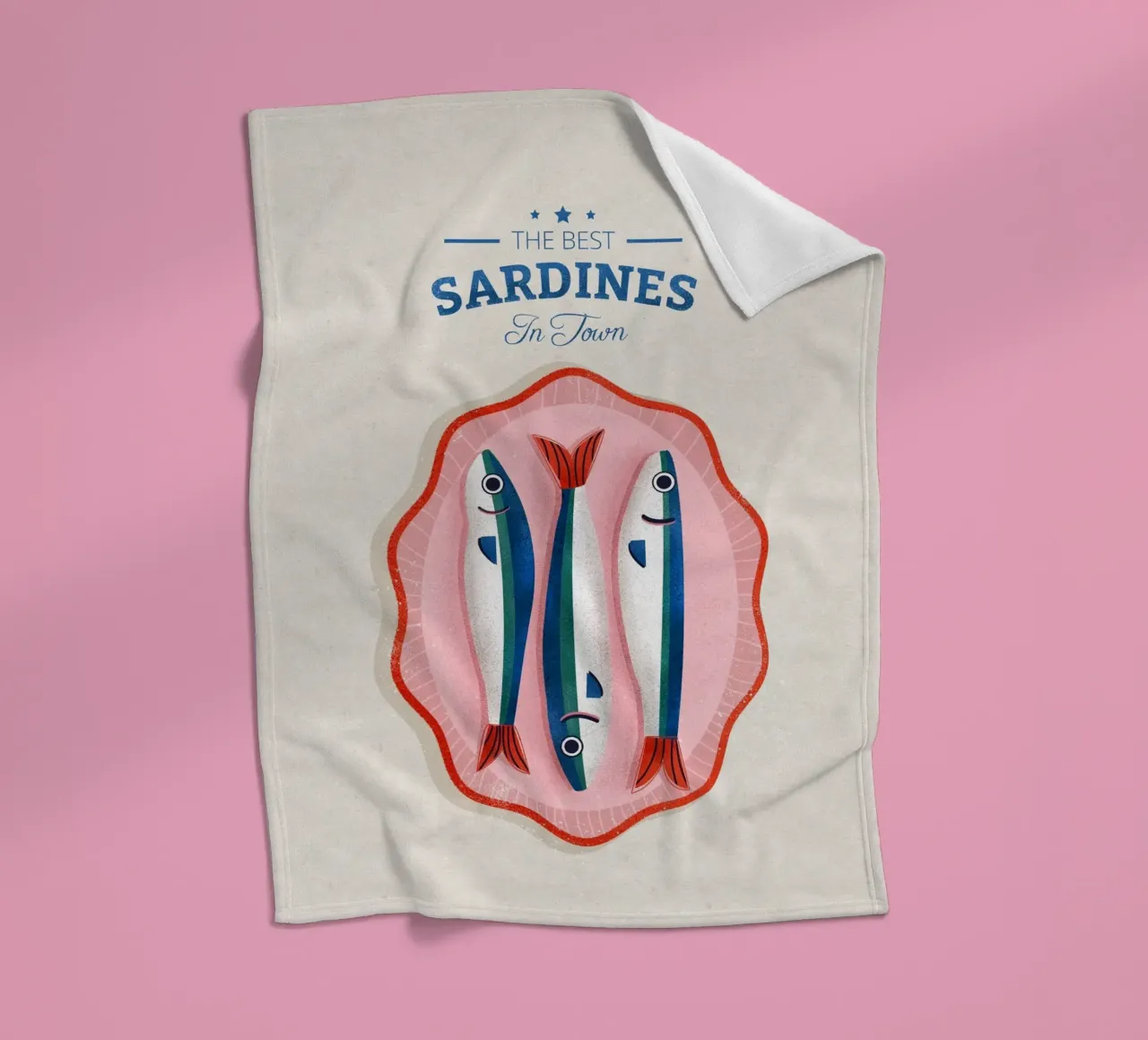 Retro Sardines – Hand-Drawn Seafood Art coperta in pile da showmemars
