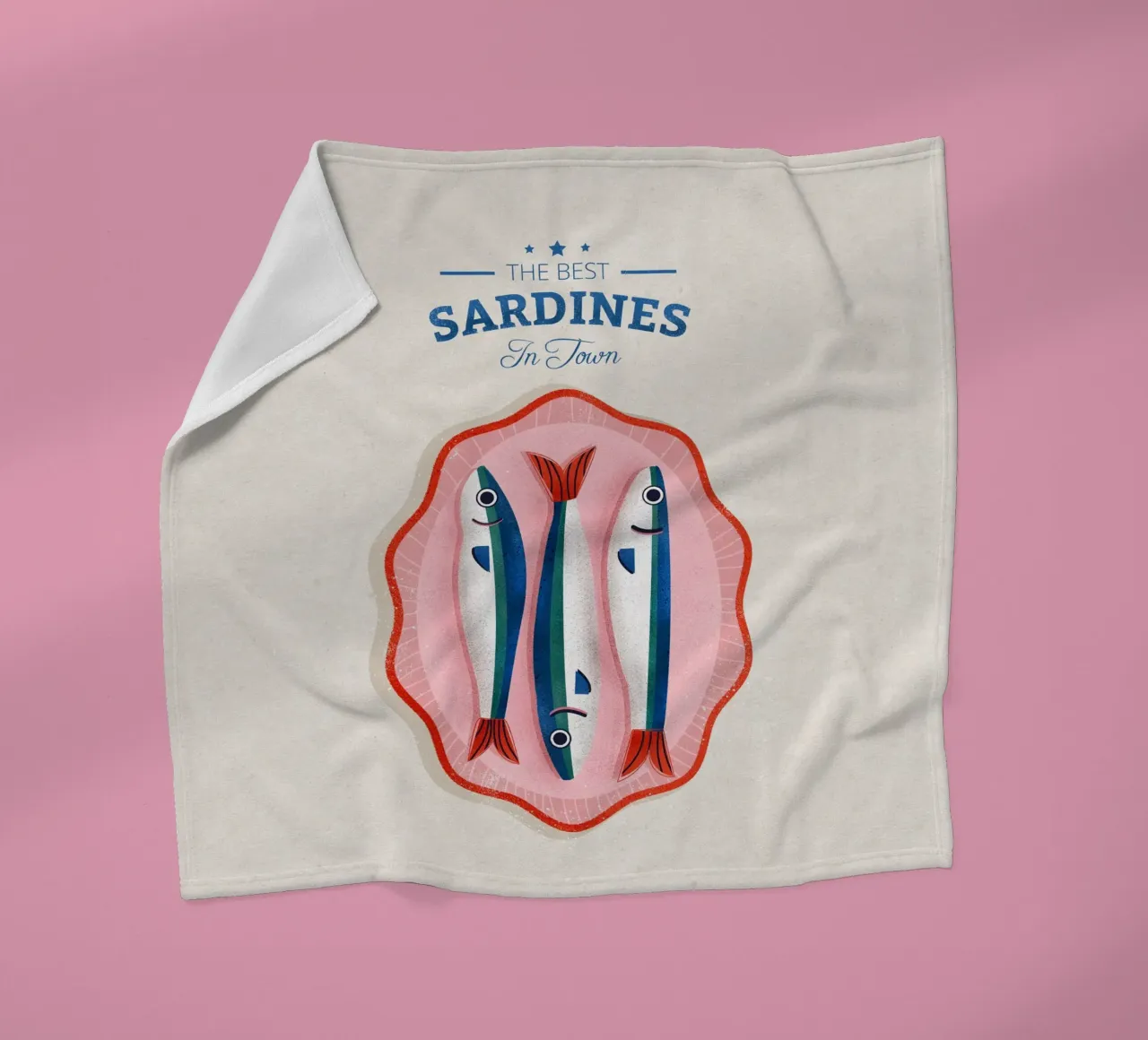 Retro Sardines – Hand-Drawn Seafood Art coperta in pile da showmemars