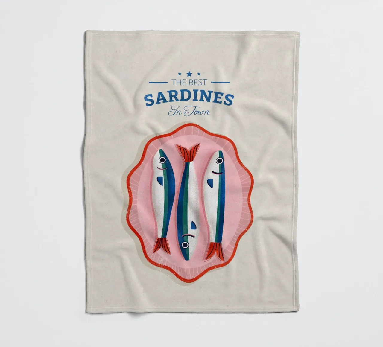 Retro Sardines – Hand-Drawn Seafood Art coperta in pile da showmemars