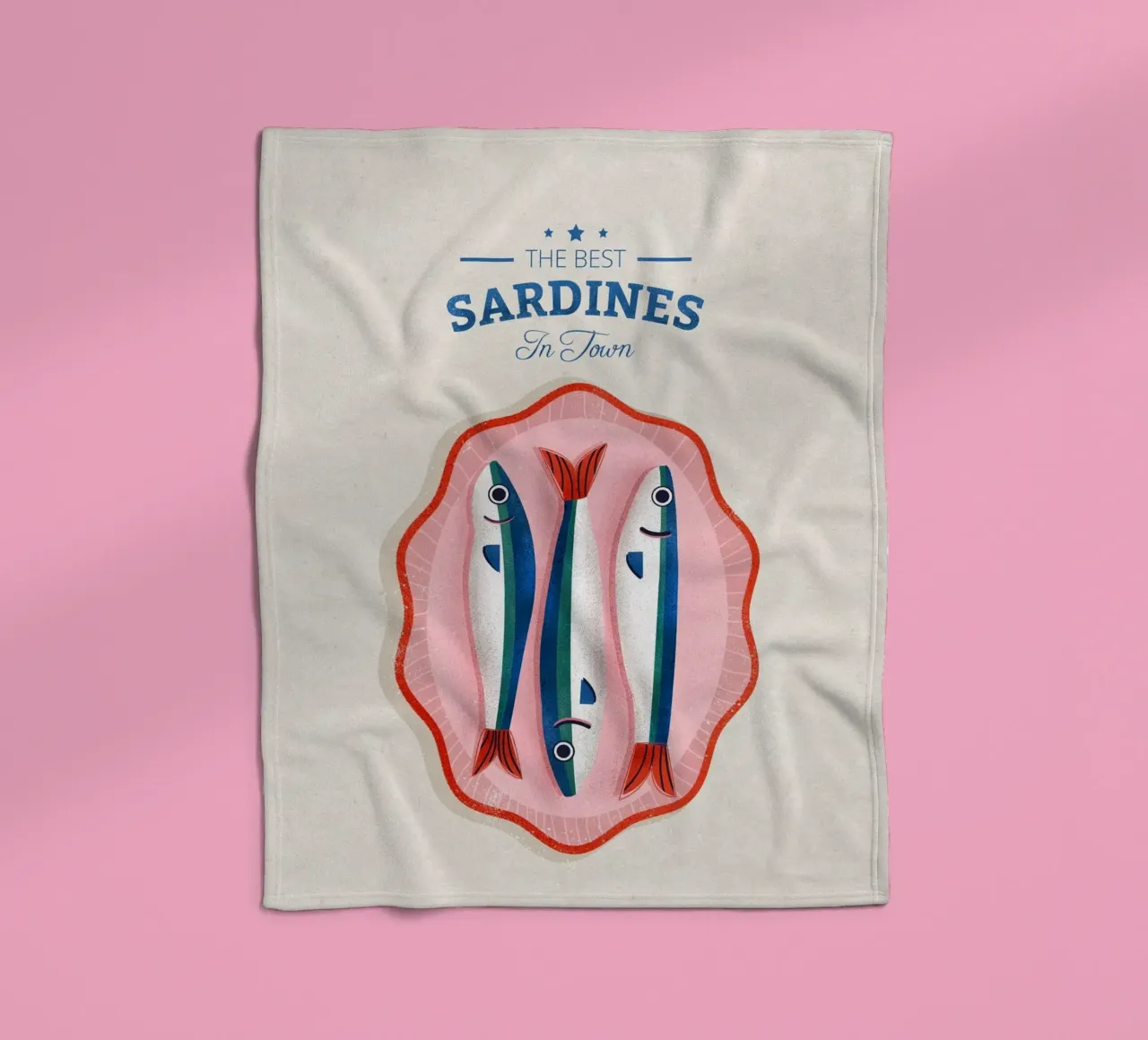 Retro Sardines – Hand-Drawn Seafood Art coperta in pile da showmemars