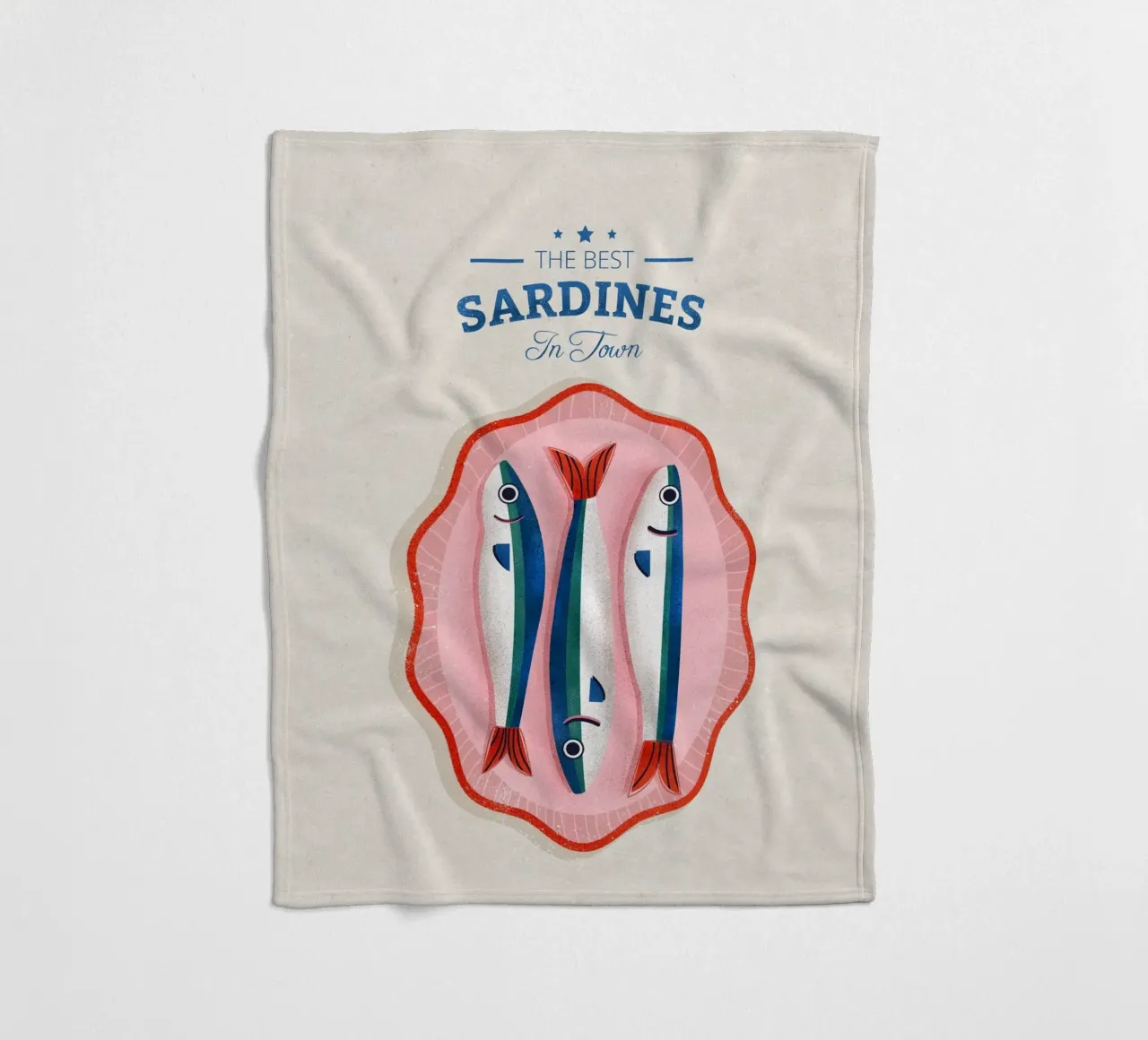 Retro Sardines – Hand-Drawn Seafood Art coperta in pile da showmemars