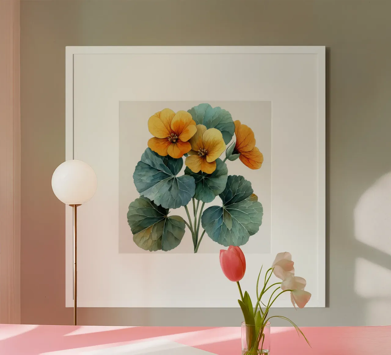 Fiore di nasturzio 2 poster con telaio in alluminio da Bold Blooms