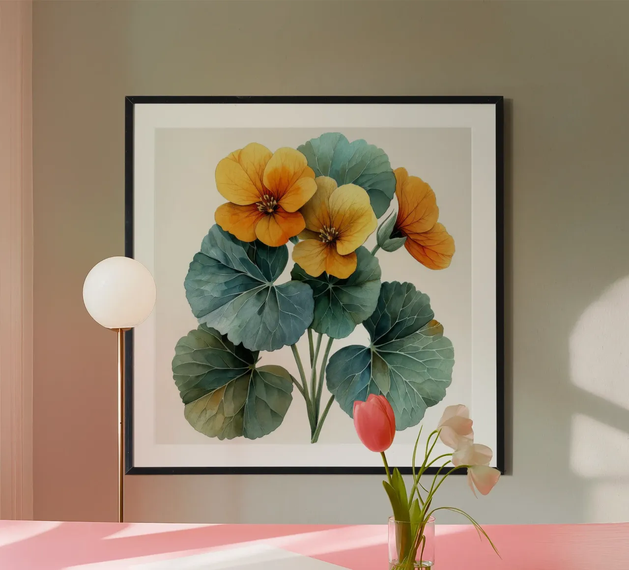 Fiore di nasturzio 2 poster con telaio in alluminio da Bold Blooms