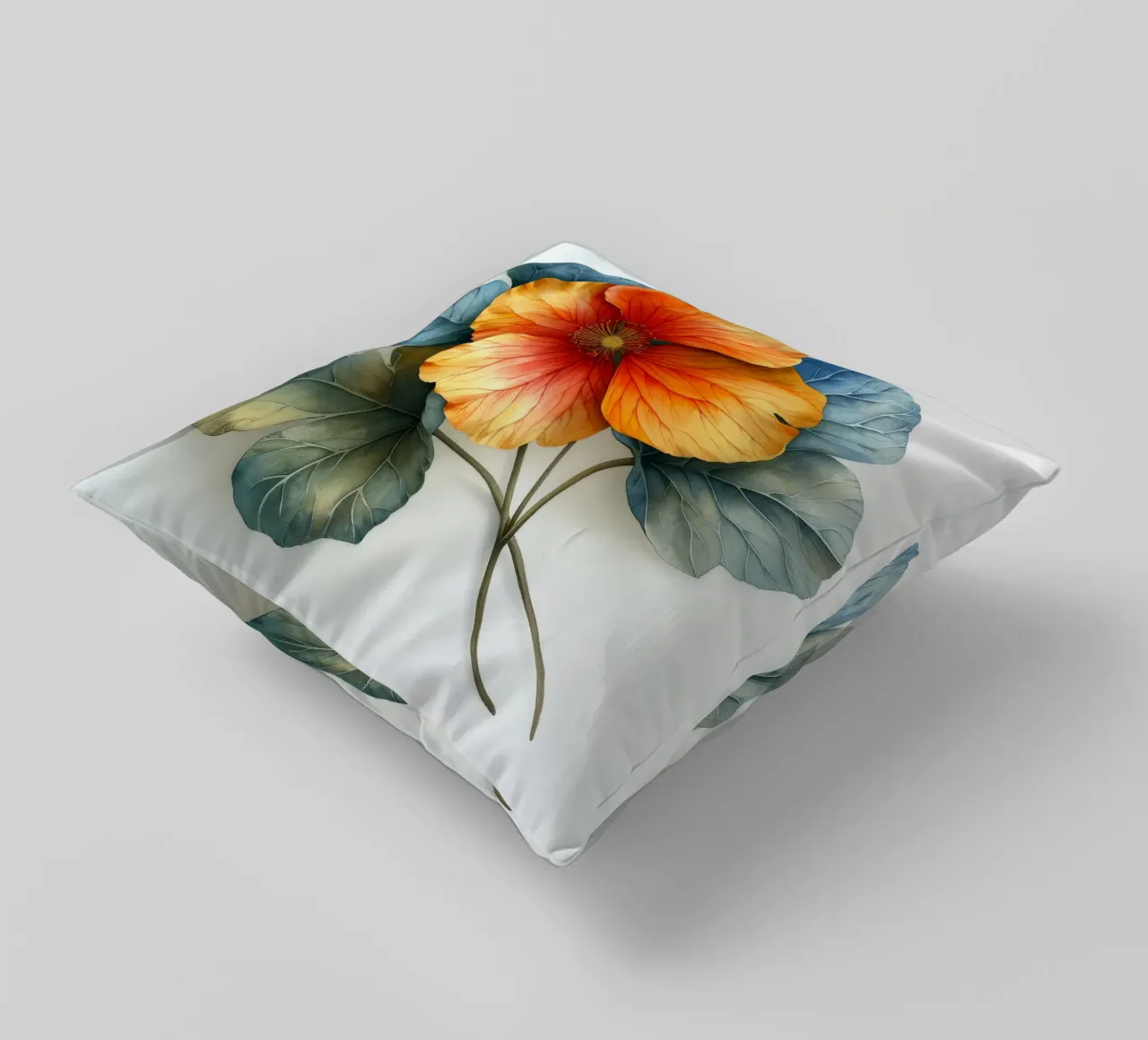 Nasturtium Flower 1 decorative cushion by Bold Blooms