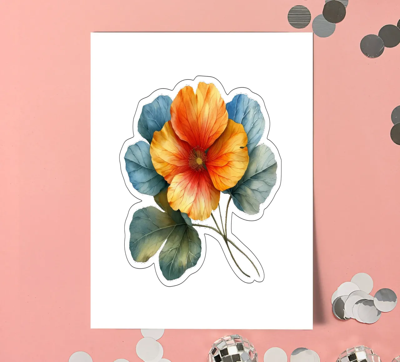 Nasturtium Flower 1 sticker sheet by Bold Blooms