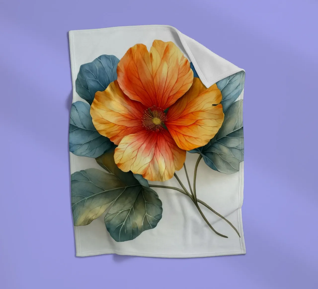 Nasturtium Flower 1 fleece blanket by Bold Blooms