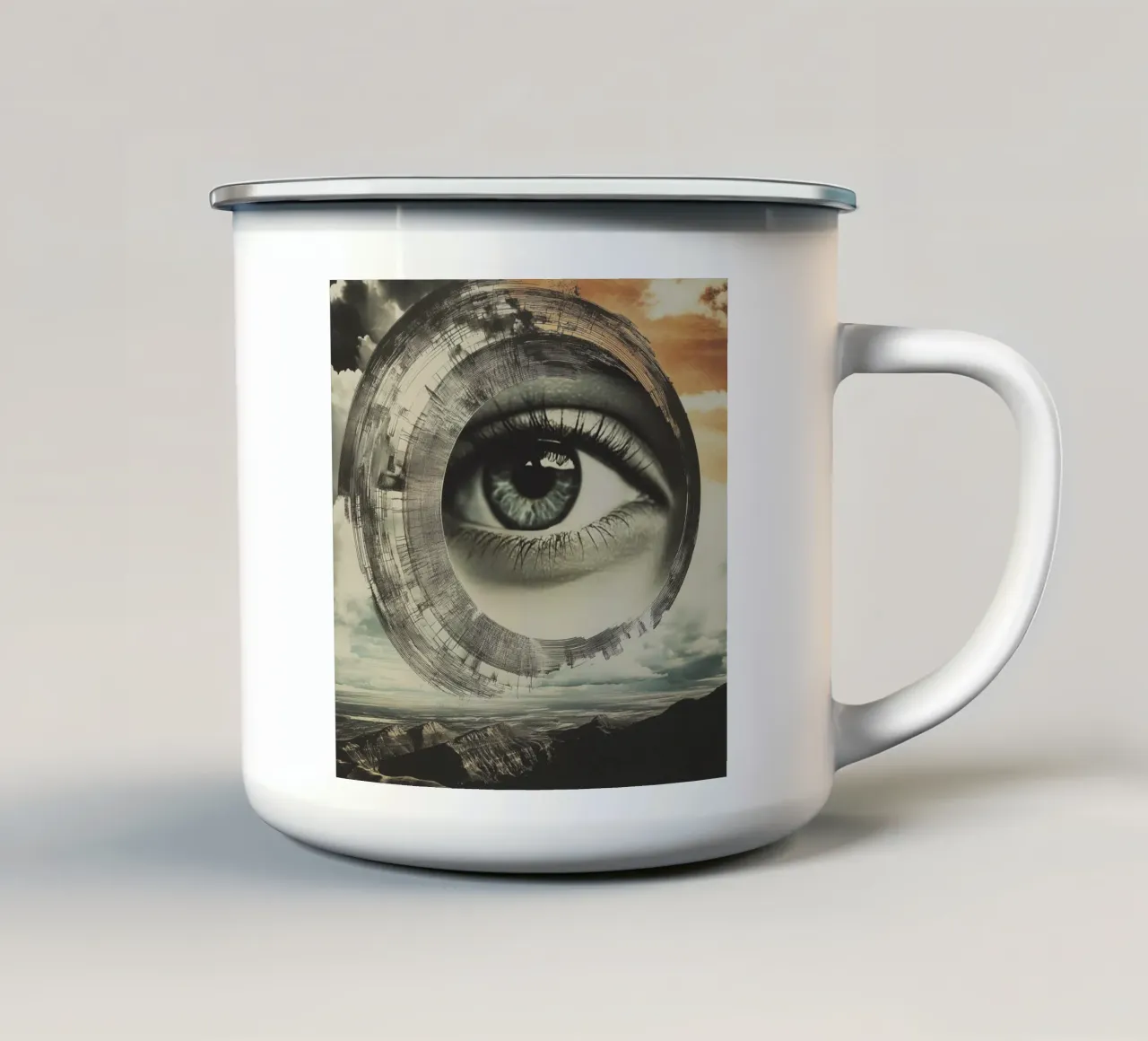 Seeing eye tazza in smalto da Synthaira