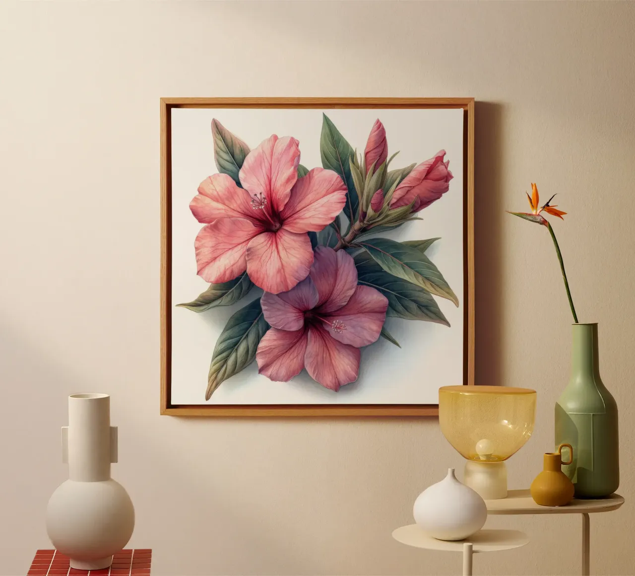 Oleanderbloem 1 canvas met Baklijst van Bold Blooms