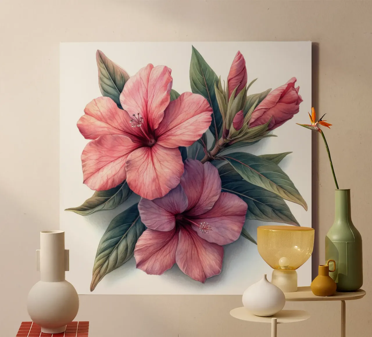 Oleanderbloem 1 canvas met Baklijst van Bold Blooms