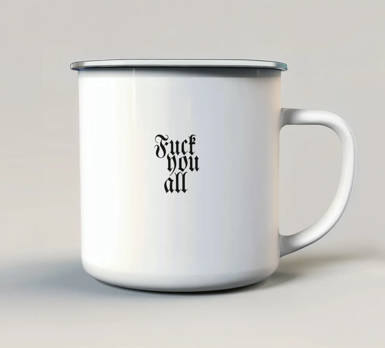 Fuck you all tazza in smalto da Flo Klein