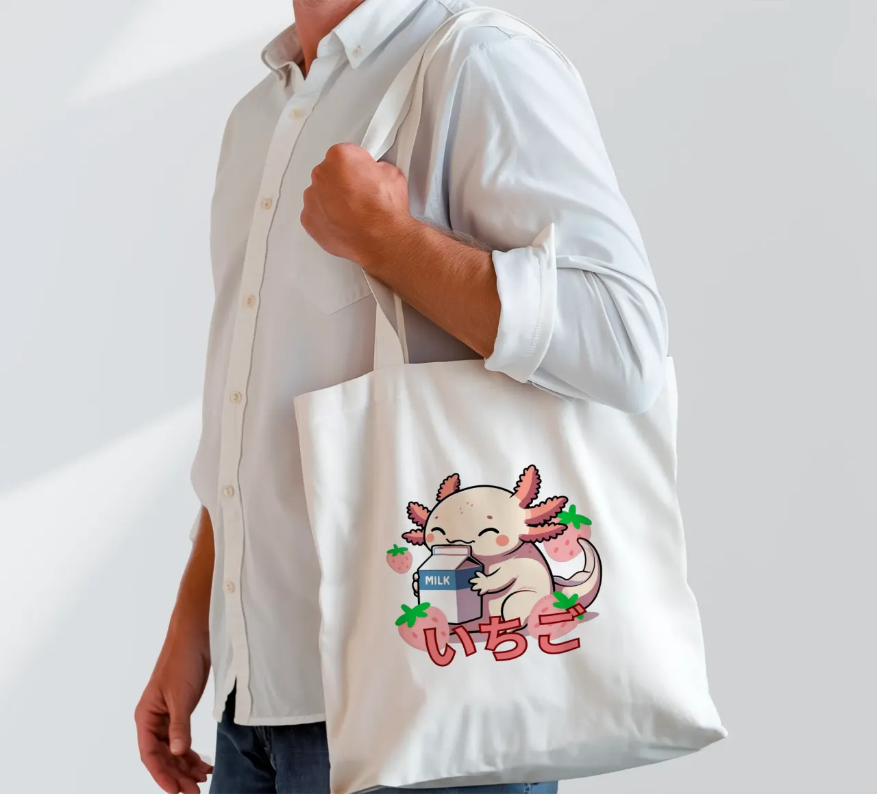 cute axolotl tote bag de edsonramosart