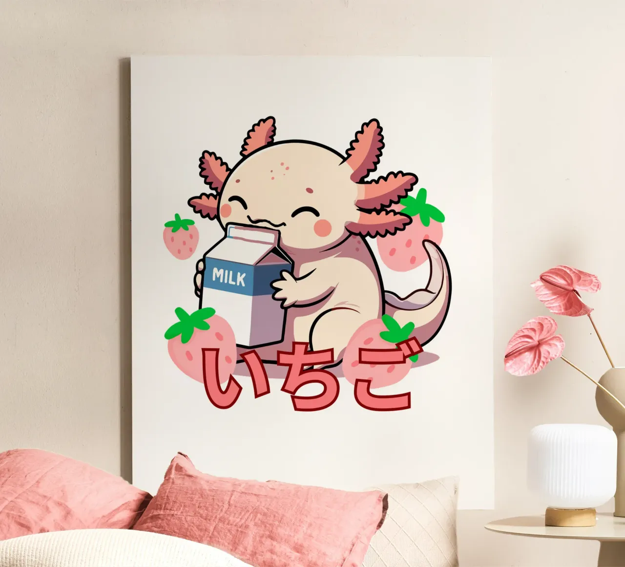 cute axolotl tela con Cornice a cassetta da edsonramosart