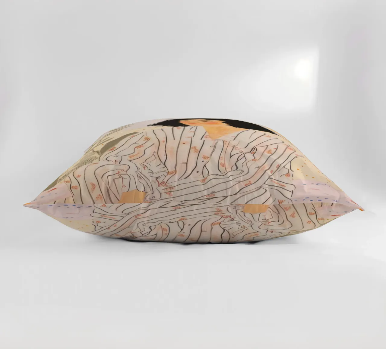 Modern Wall Art, Breakfast Woman Illustration, Floral Poster decorative cushion by Boheme