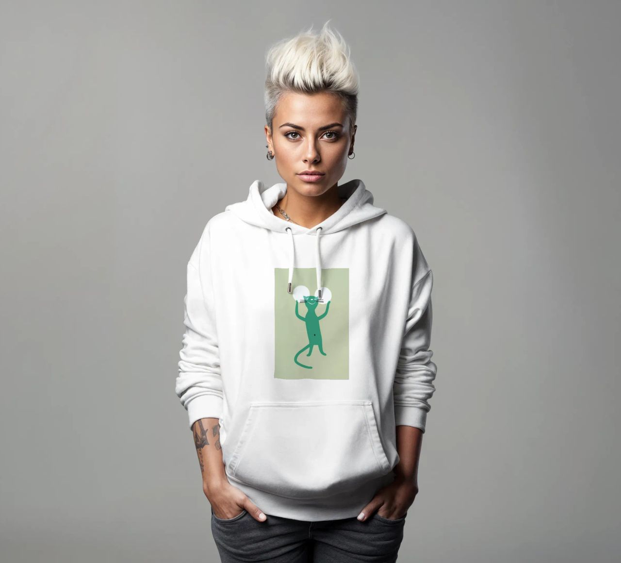 White Ears felpa con cappuccio da Monika Aichele