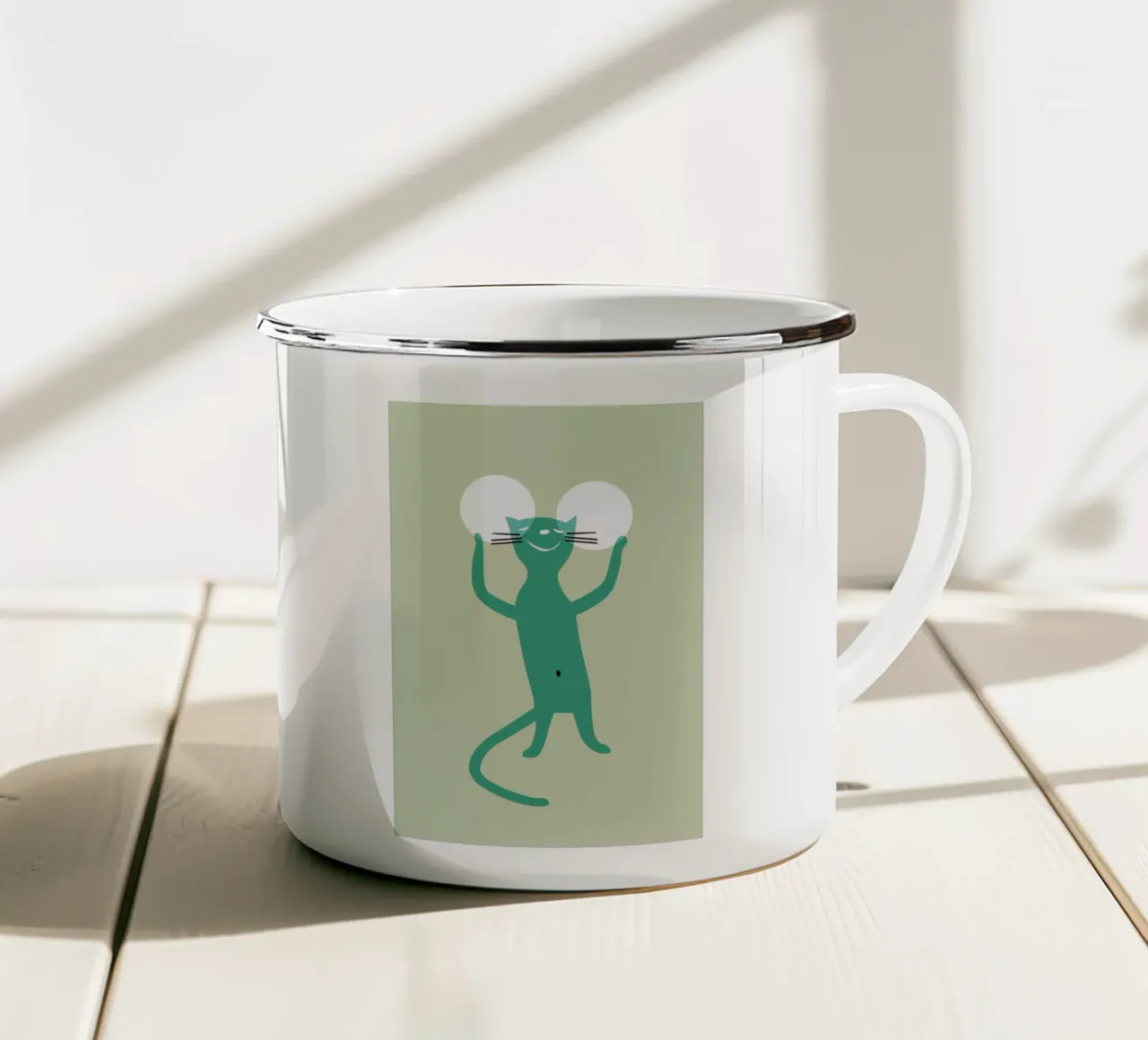 White Ears enamel mug by Monika Aichele