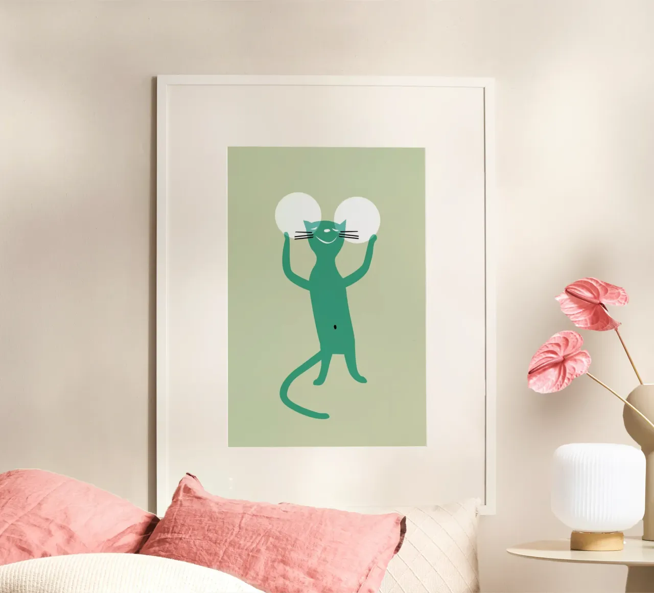 White Ears poster con telaio in legno da Monika Aichele