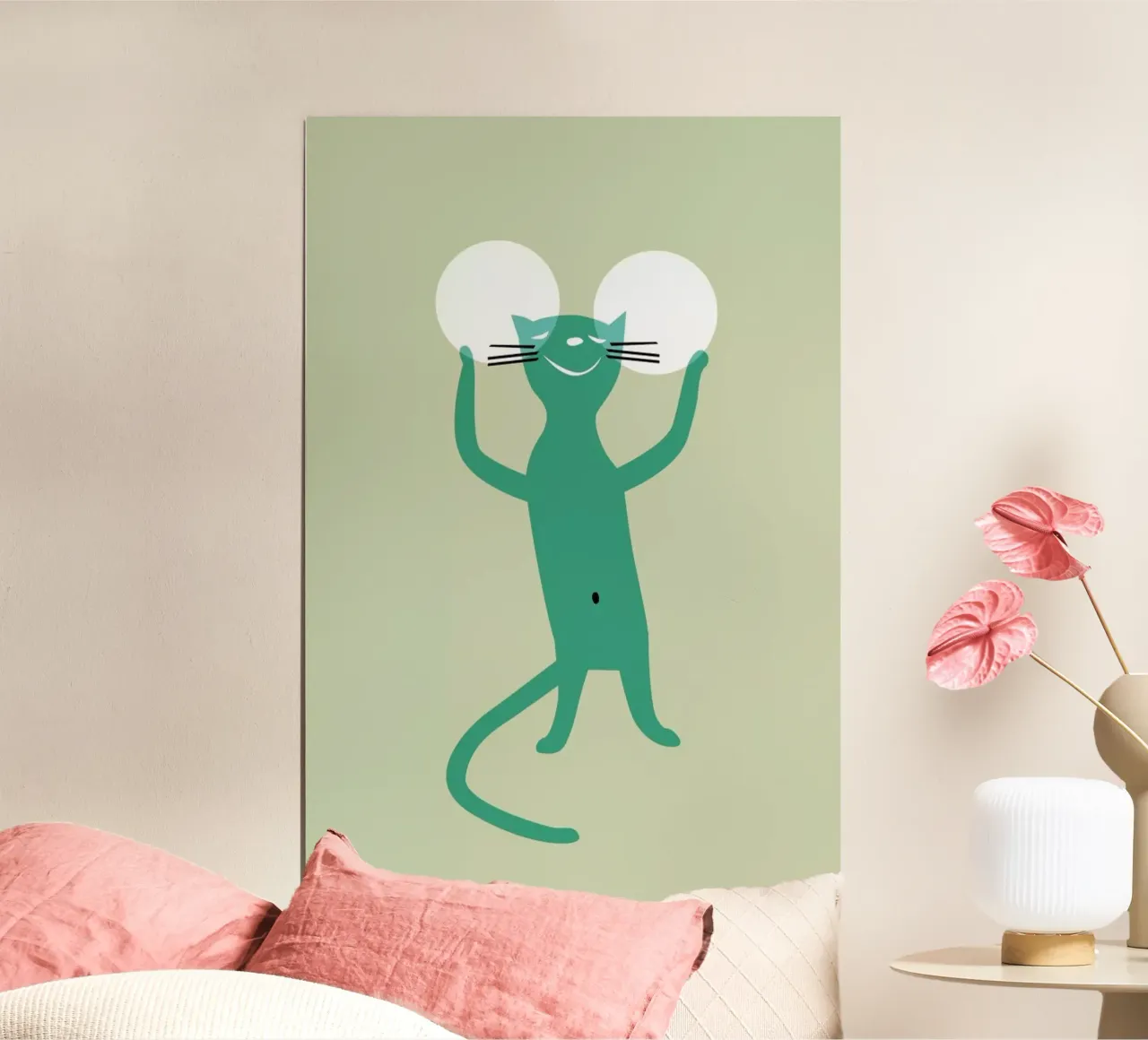 White Ears poster con telaio in legno da Monika Aichele