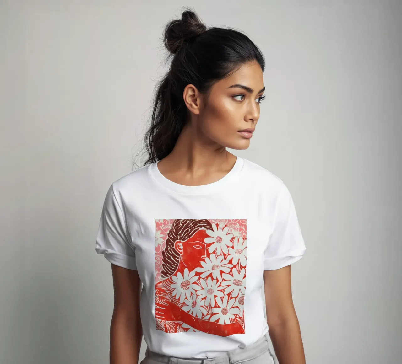Abstracte Mensen Muurkunst, Eigentijds Kunstwerk Minimalistisch t-shirt van Boheme