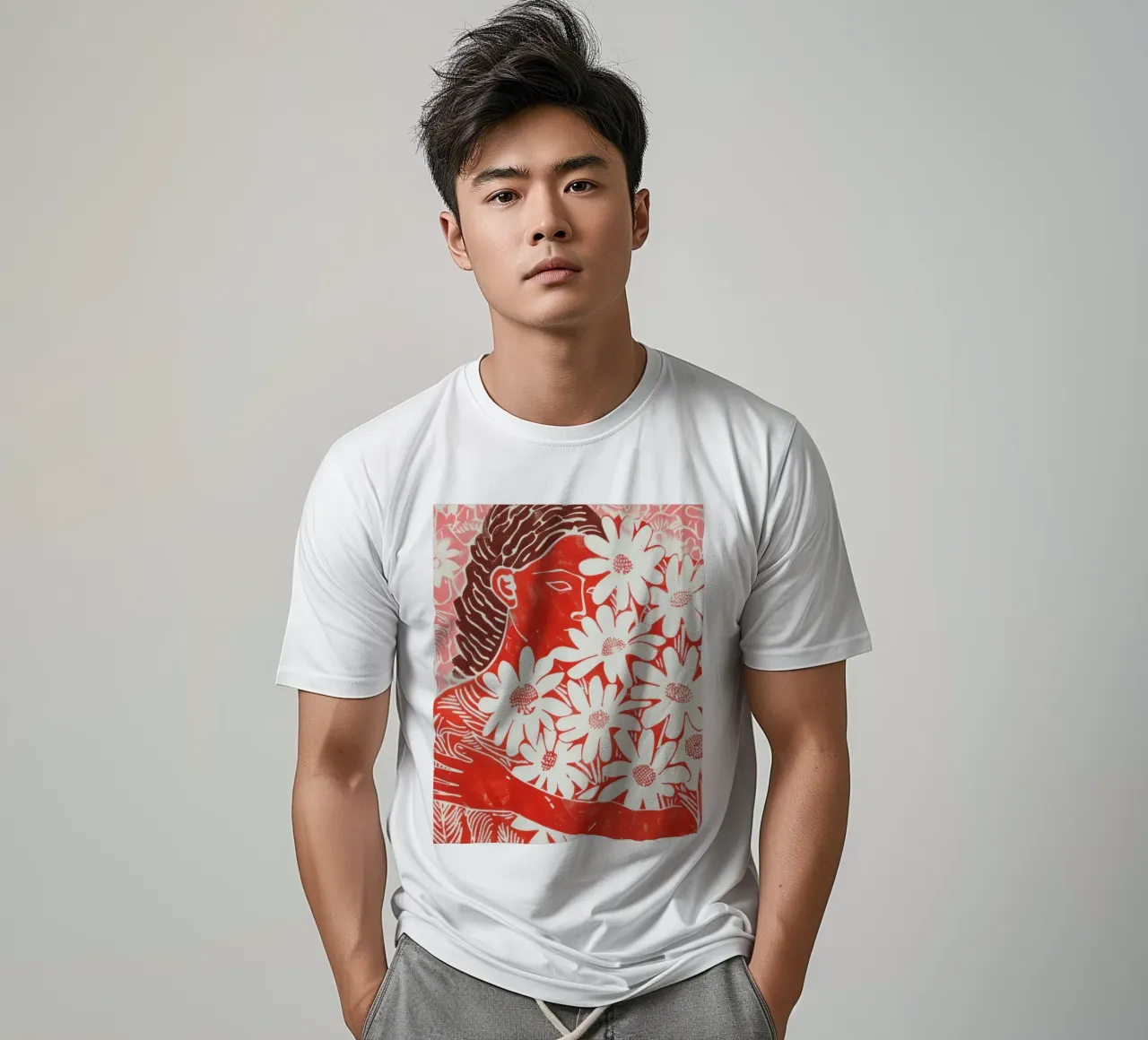 Abstracte Mensen Muurkunst, Eigentijds Kunstwerk Minimalistisch t-shirt van Boheme