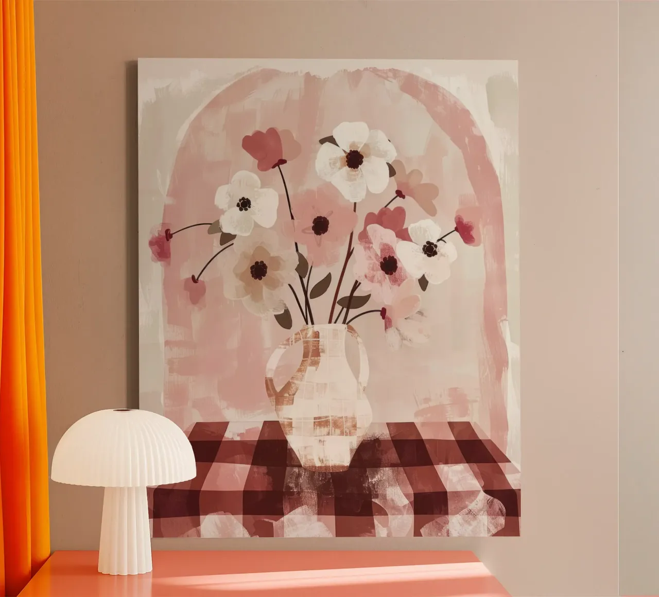 Abstracte Bloem Muurkunst, Hedendaags Kunstwerk Minimalistisch canvas met Baklijst van Boheme