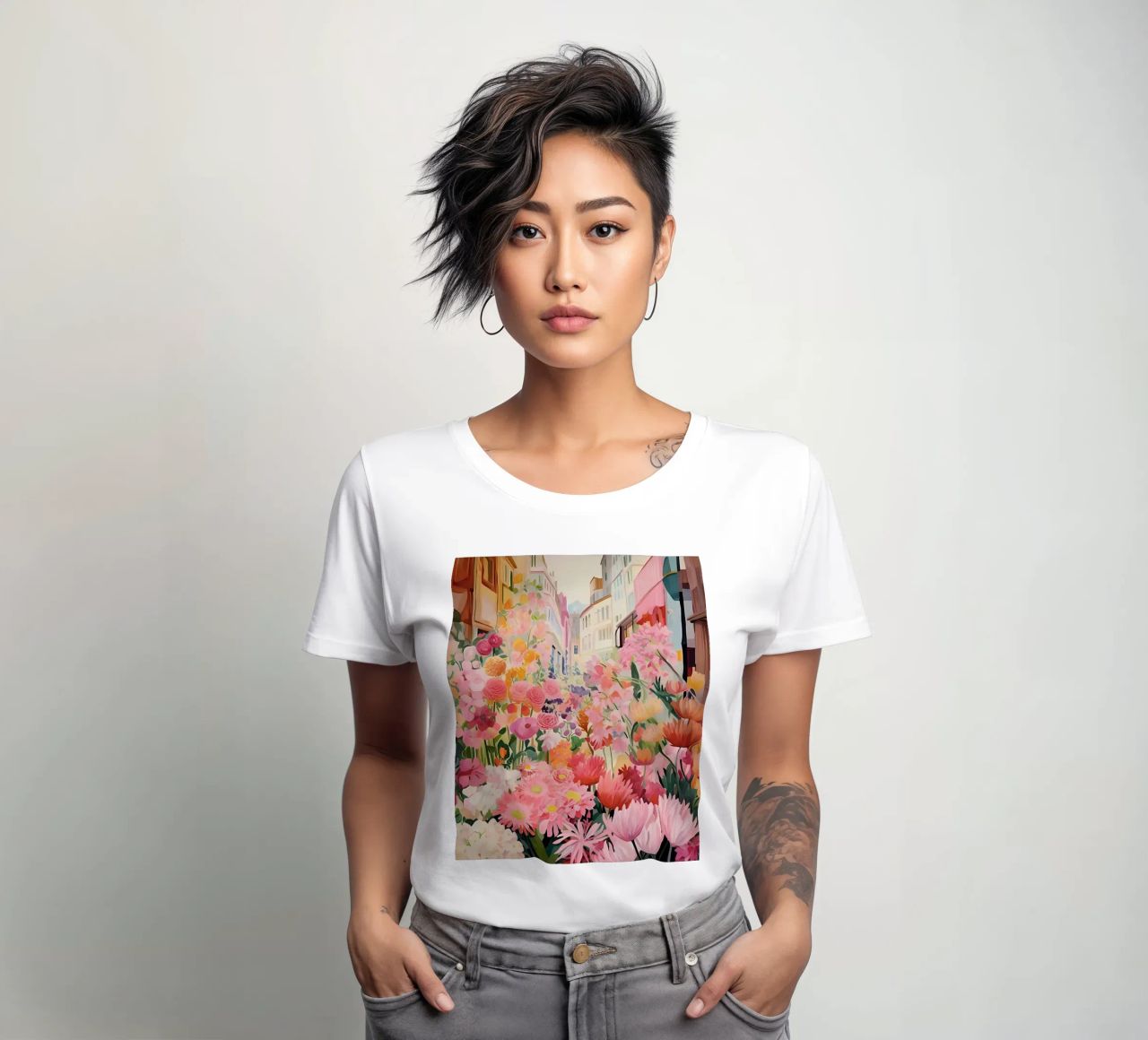 Blumenmarkt, Floral Poster, Abstrakter Druck, Moderne Kunst Frauen T-Shirt von Boheme