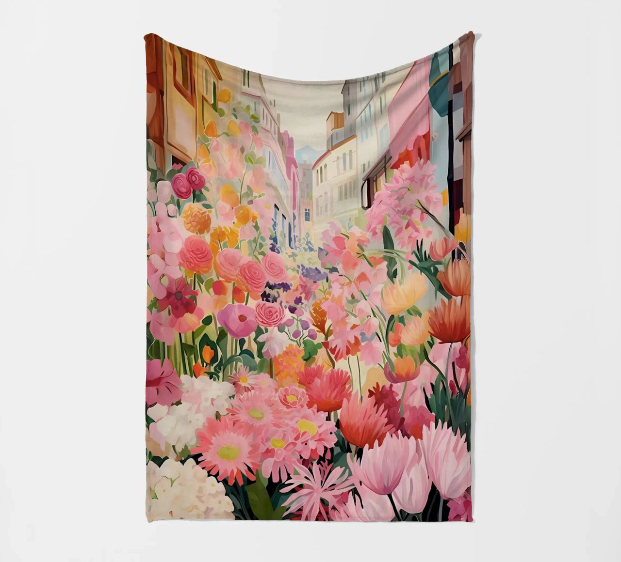 Blumenmarkt, Floral Poster, Abstrakter Druck, Moderne Kunst Fleecedecke von Boheme