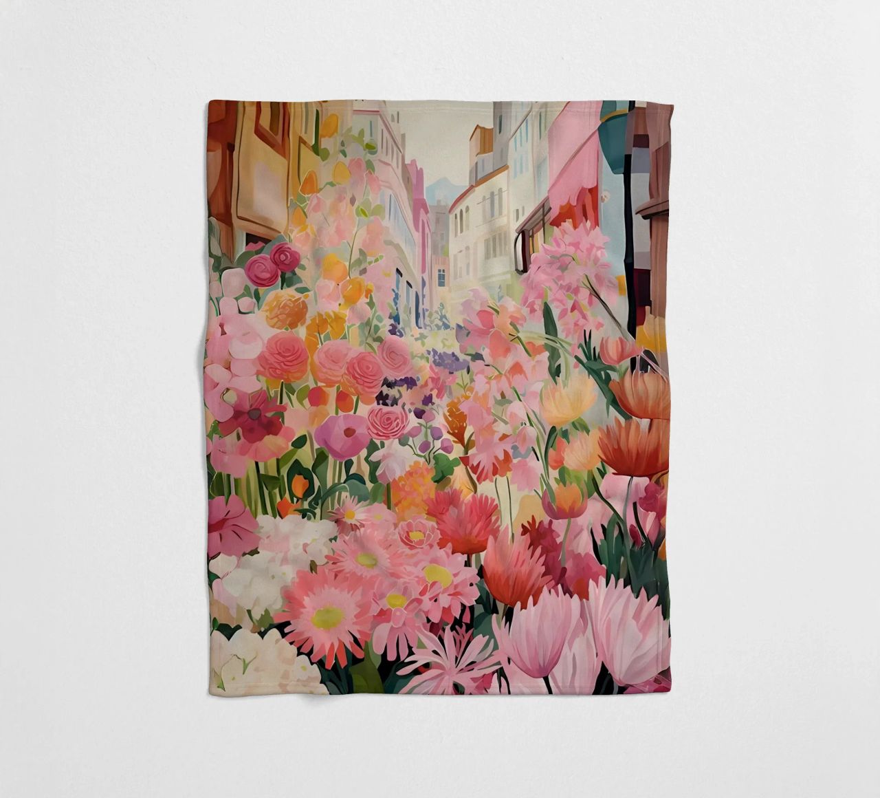 Blumenmarkt, Floral Poster, Abstrakter Druck, Moderne Kunst Fleecedecke von Boheme