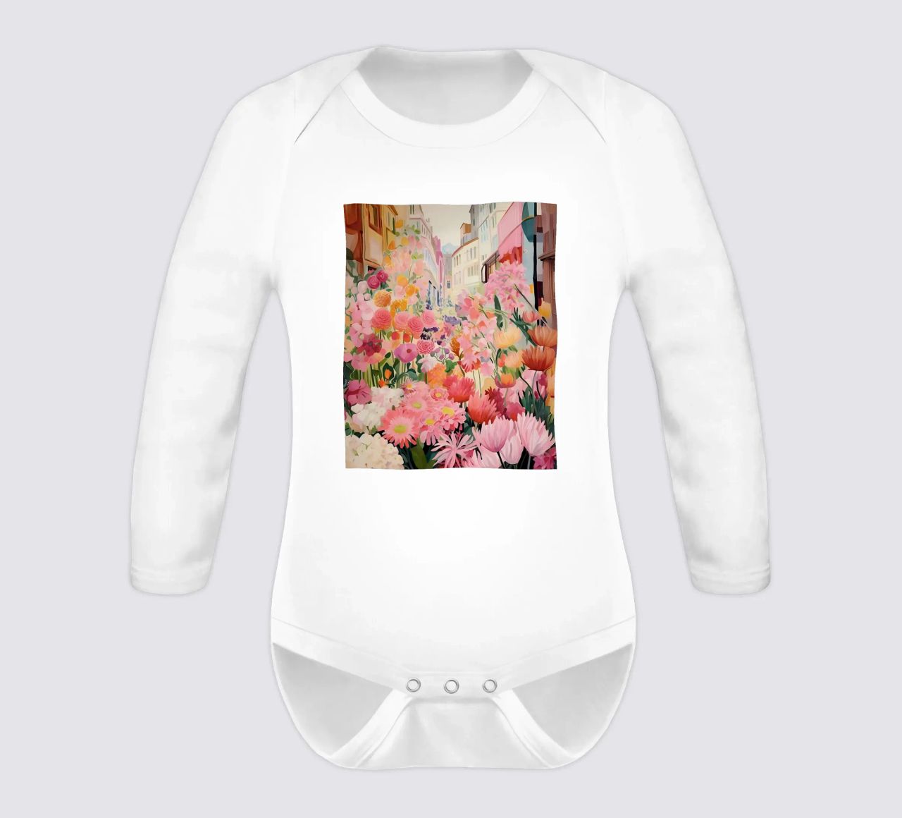 Blumenmarkt, Floral Poster, Abstrakter Druck, Moderne Kunst Langarm Babybody von Boheme