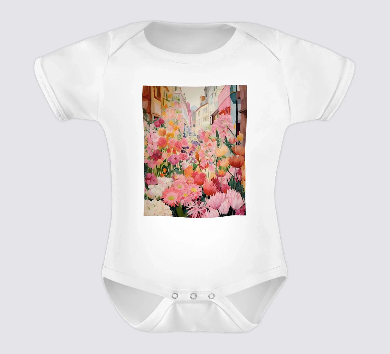Blumenmarkt, Floral Poster, Abstrakter Druck, Moderne Kunst Kurzarm Babybody von Boheme