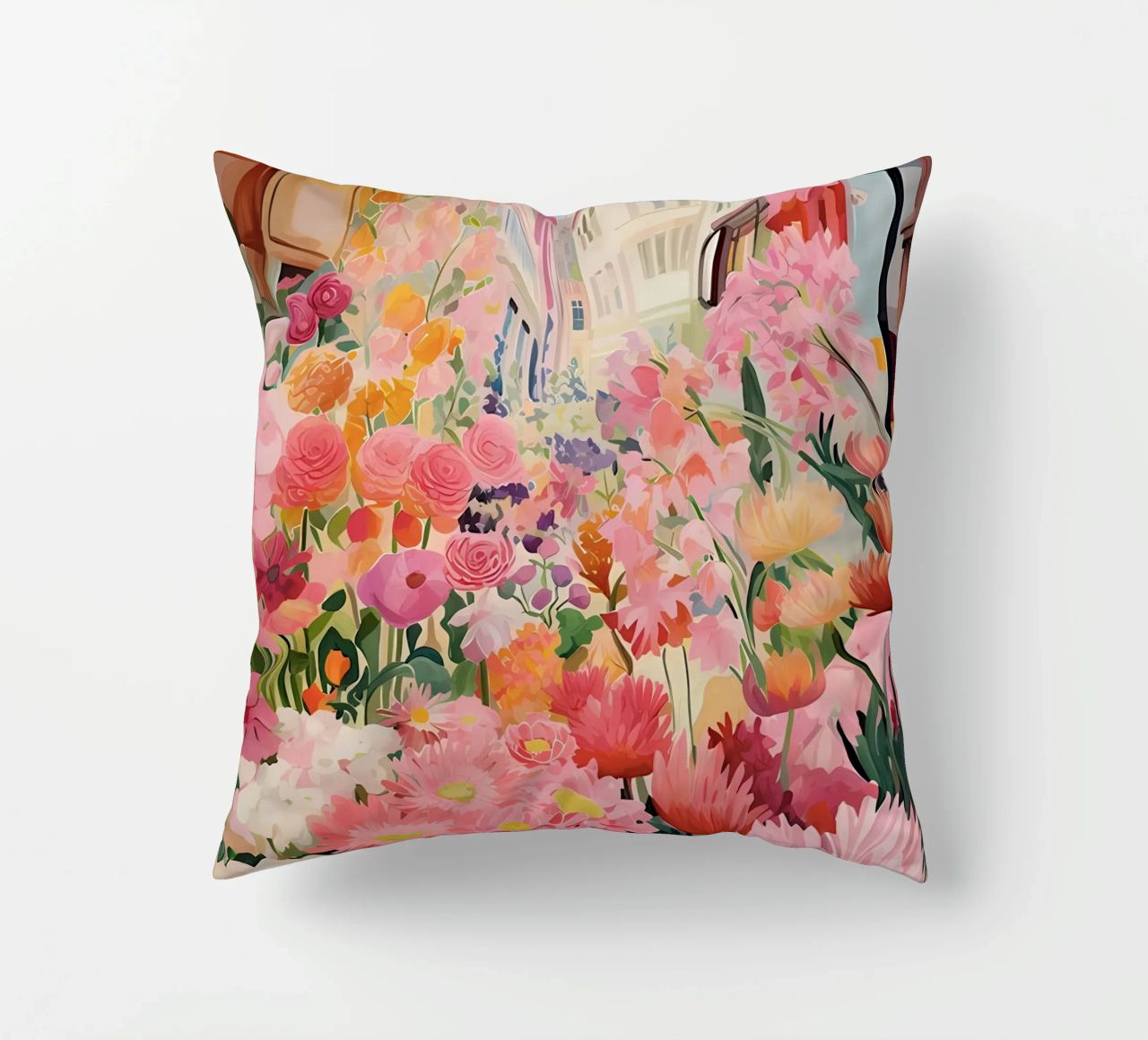 Blumenmarkt, Floral Poster, Abstrakter Druck, Moderne Kunst Kissen von Boheme
