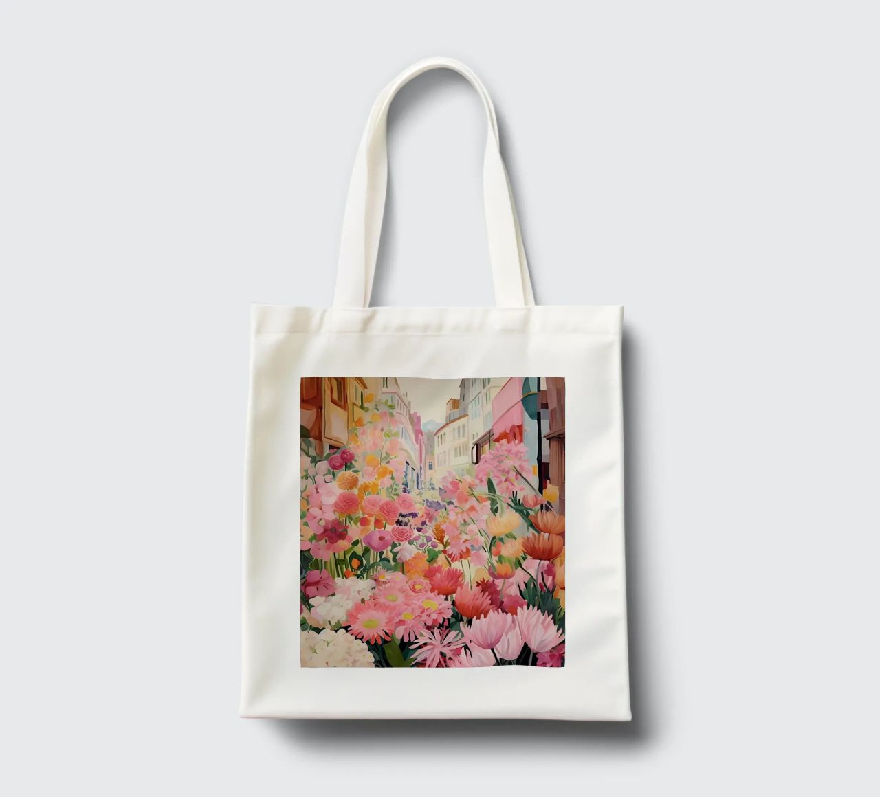 Blumenmarkt, Floral Poster, Abstrakter Druck, Moderne Kunst Jutebeutel von Boheme