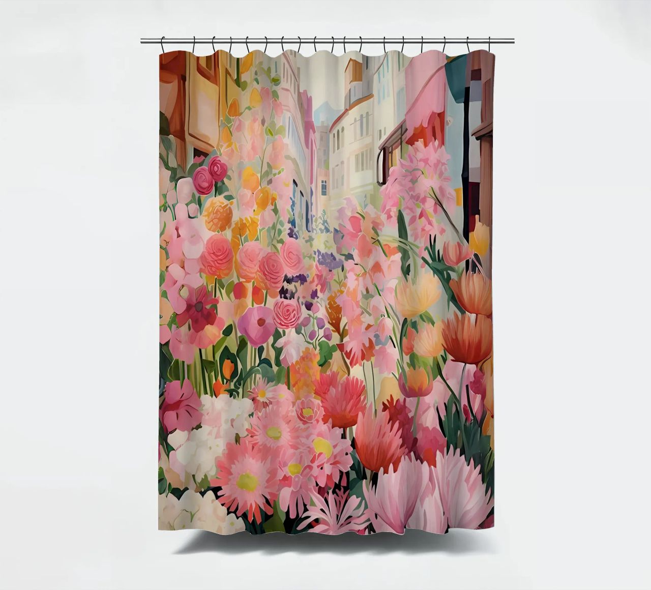 Blumenmarkt, Floral Poster, Abstrakter Druck, Moderne Kunst Duschvorhang von Boheme
