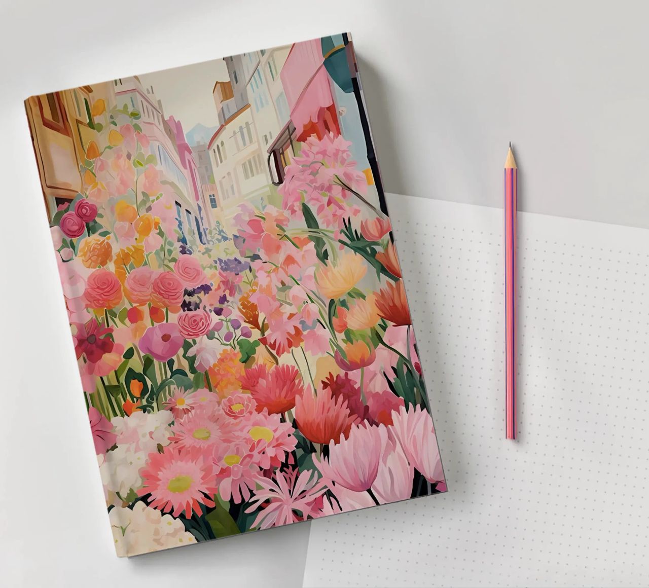 Blumenmarkt, Floral Poster, Abstrakter Druck, Moderne Kunst Notizbuch von Boheme