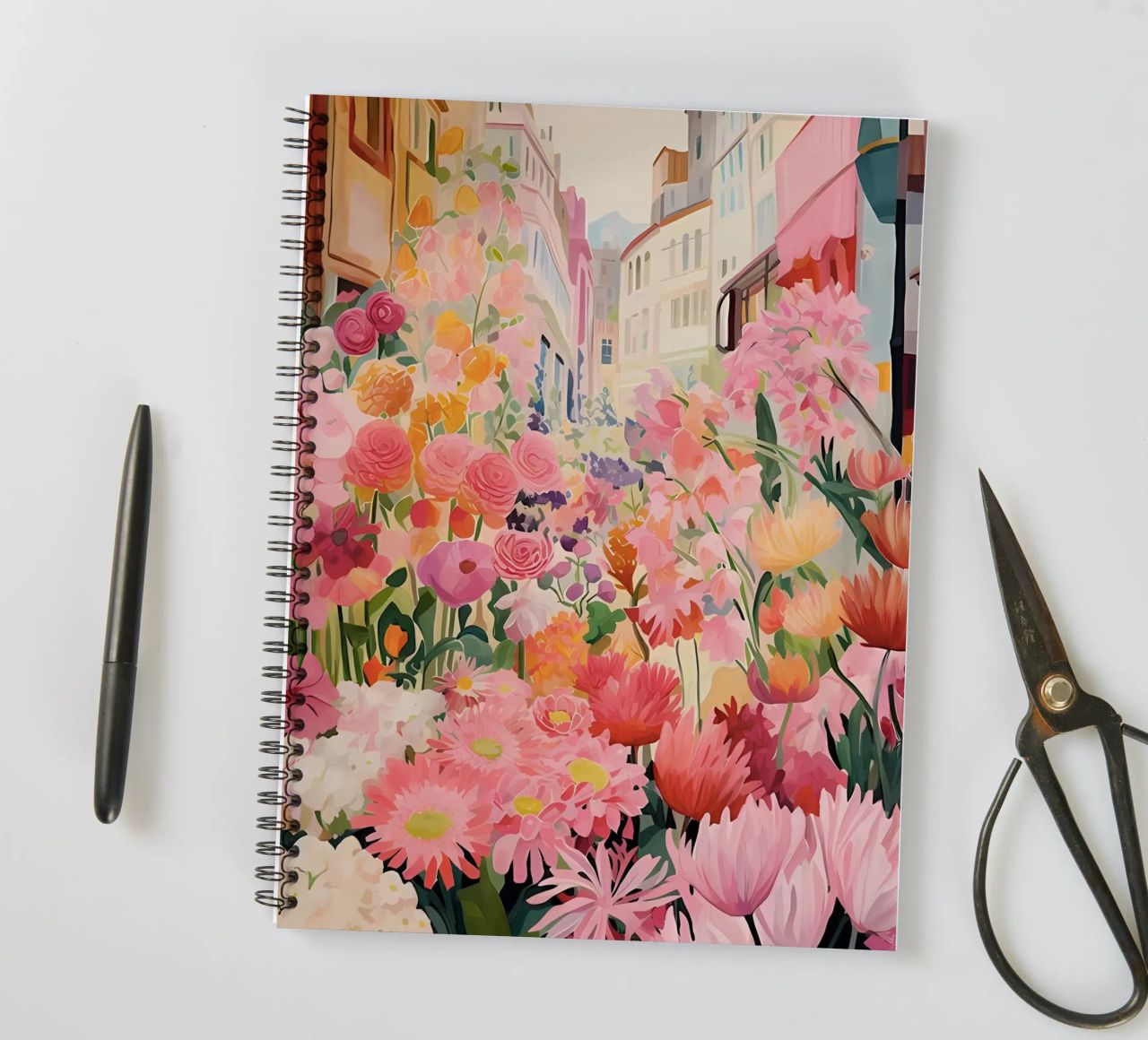 Blumenmarkt, Floral Poster, Abstrakter Druck, Moderne Kunst Ringbuch von Boheme