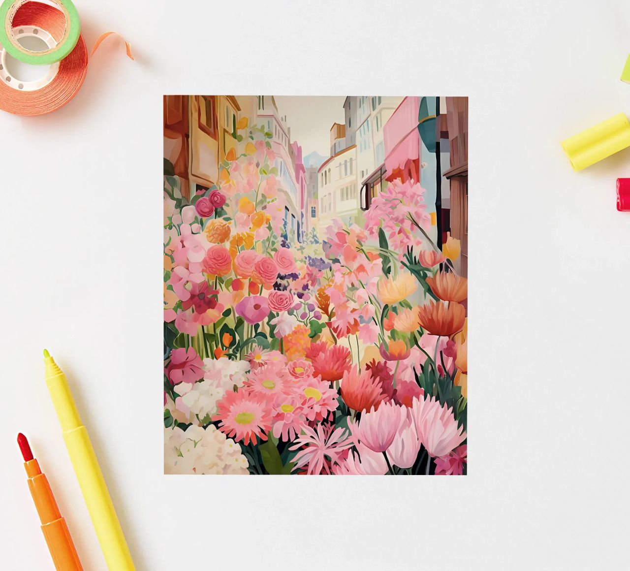 Blumenmarkt, Floral Poster, Abstrakter Druck, Moderne Kunst Sticker von Boheme